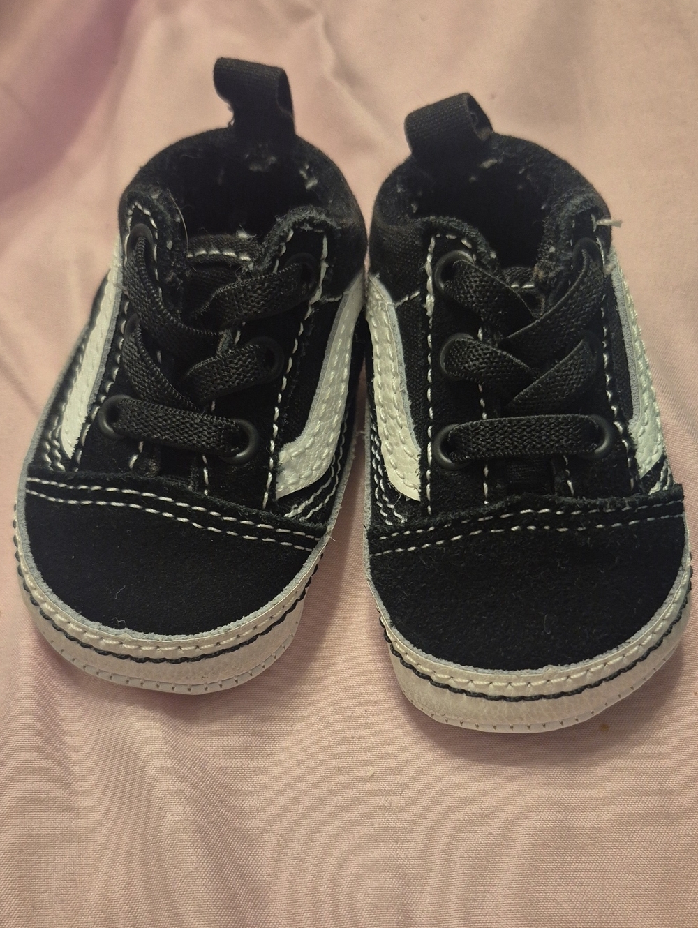 Vans Black and White Baby Lace-Up Walker Sneakers